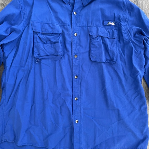 World Wide Sportsman Fishing Mesh Blue Outdoor Long Sleeve Button Down Shirt 3XL - Picture 2 of 9